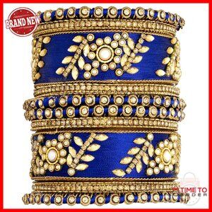 Traditional Designer Silk Thread Faux Stone Studded Bridal Bangle Set